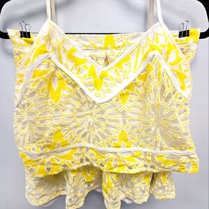 Revolve Chloe Oliver Yellow Lemon Sun Lace Mini Pleat A Line & Adjustable Tank